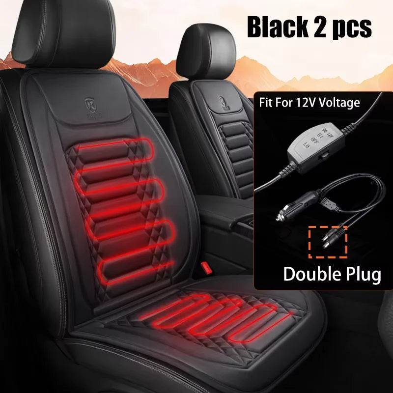 12V Heated Car Seat Cover with 50-Minute Auto-Off Timer, Universal Seat Warmer Cushion with Fast Warm-Up, 1 or 2 Pack