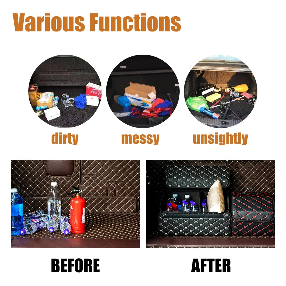 Organized trunk before and after