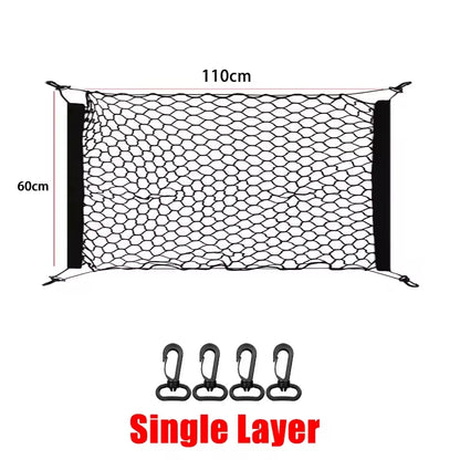 Cargo Net for Hyundai Tucson 2022-2024 (NX4), Black Mesh Trunk Net with Fabric-Strap Sides and 4 Adjustable Hooks, 2 Sizes