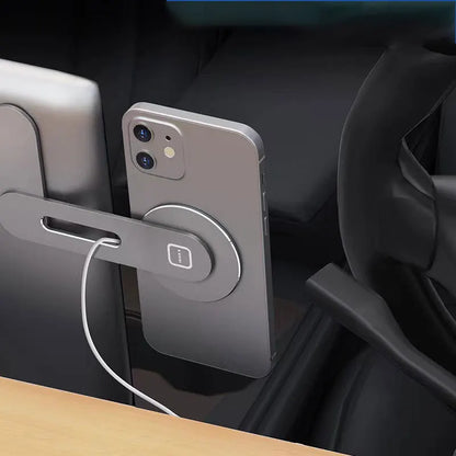 Foldaway Magnetic Phone Mount for Tesla Model 3 and Model Y, Aluminum Alloy Holder with 90-Degree Rotation, 15W Wireless Charging Option