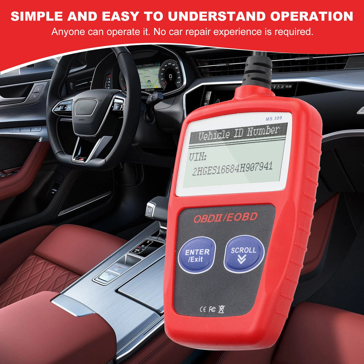 OBD2 code reader in a car, simple to understand and use