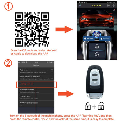 Keyless Entry and Push Button Start Kit with Remote Start and App Control, Aftermarket Car Alarm, Professional Installation Required