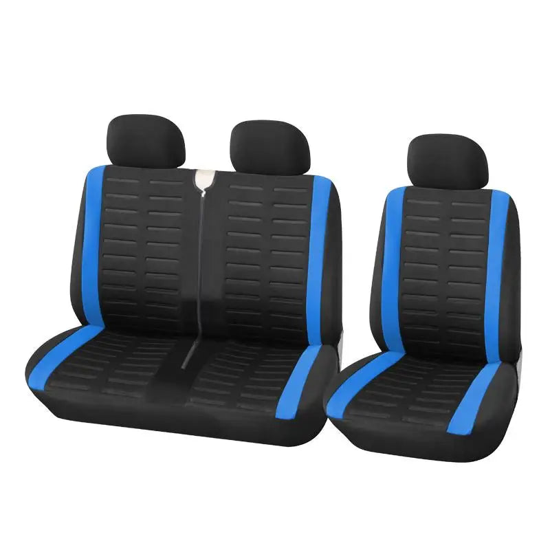 Van and Truck Seat Covers, 2+1 Front Row Set for Driver Seat and Double Passenger Bench, Polyester with 3D Stripes, 4 Colors