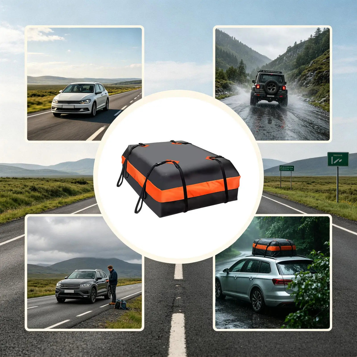Waterproof Car Roof Bag, 44 x 35 x 17 in Oxford Cloth Rooftop Cargo Carrier for Cars, SUVs, Vans and Trucks, Black