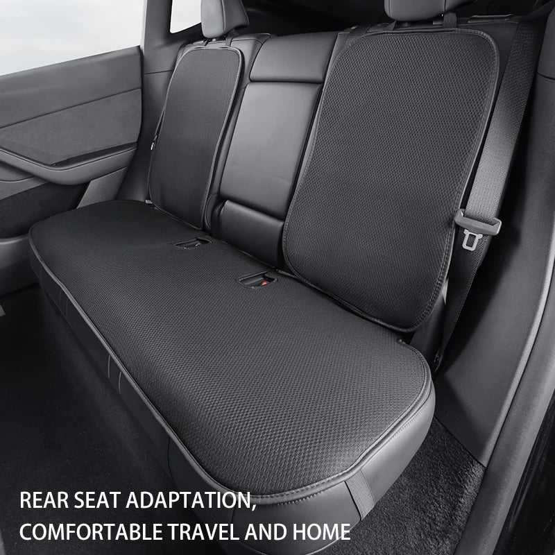 Ice Silk Seat Cushions for Tesla Model 3 and Model Y, Breathable Knit Front or Rear Seat Pads, Black or White