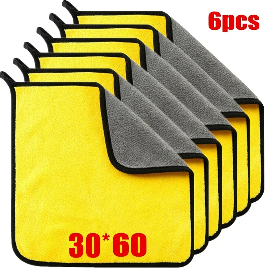 Microfiber Car Drying Towels, Thick Double Layer Cleaning Cloths, 12 x 12 or 12 x 24 Inch, 1 to 10 Pack
