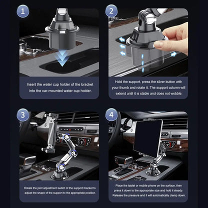Cup Holder Phone and Tablet Mount with Long Adjustable Arm, 360 Degree Ball Joint, Fits 4 to 12.9 Inch Phones and Tablets