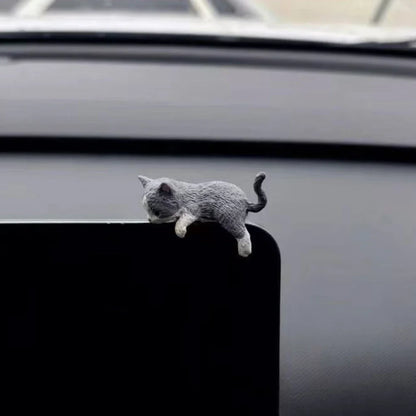 Sleeping Cat Dashboard Ornament, Cute Kitten Figurine for the Car Console, Screen Top or Desk, 4 Styles