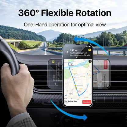 Magnetic Wireless Car Charger and Vent Mount with LED Light Ring, Fast Charging for iPhone 12 and Newer, With or Without Cable