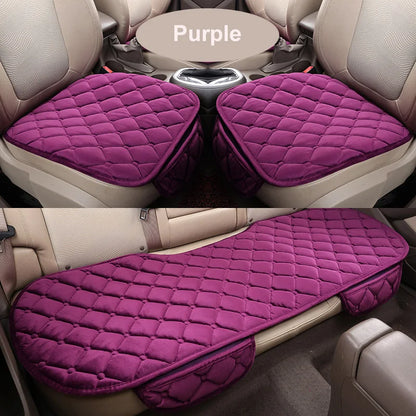 Plush Winter Car Seat Pads, Warm Non-Slip Cushions for Front and Rear Seats, Single Pad or 3 Piece Set, 4 Colors