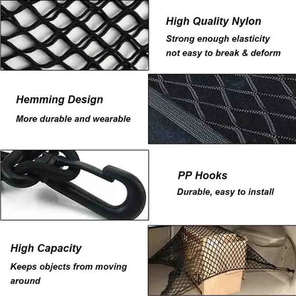 Cargo Net for Hyundai Tucson 2022-2024 (NX4), Black Elastic Hook-On Trunk Net in 3 Sizes: Square, Wide or Narrow