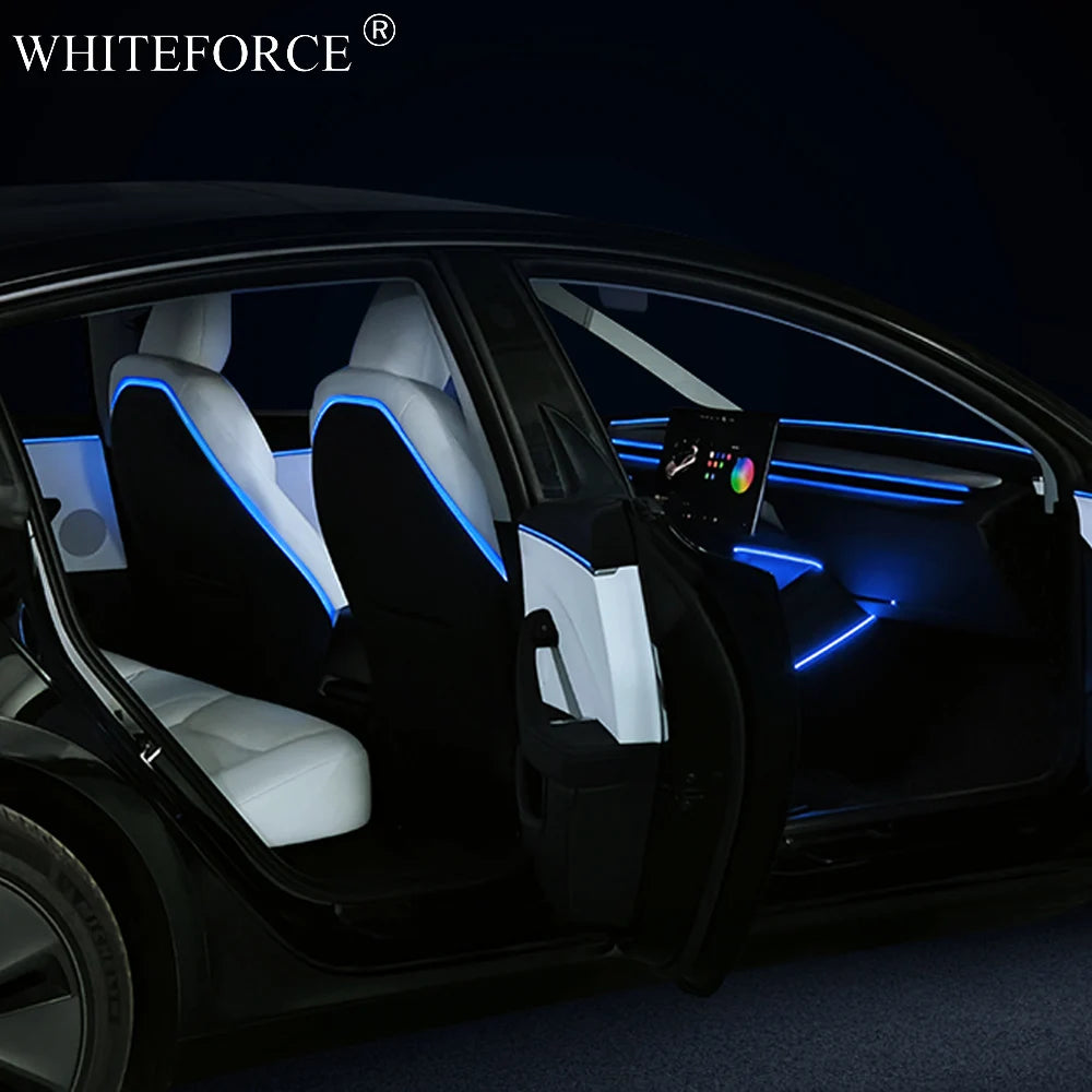 Seatback Ambient Light Kit for Tesla Model 3 Highland 2024 and Model Y Juniper, RGB LED Strips with Touchscreen Control, Plus Console and Dash Sets