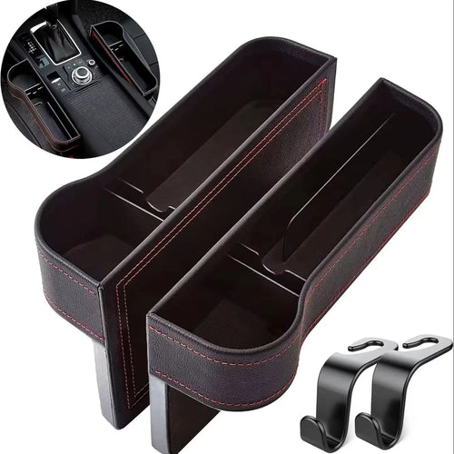 PU Leather Car Seat Gap Organizer — Key Holder with Charging Port Cutout