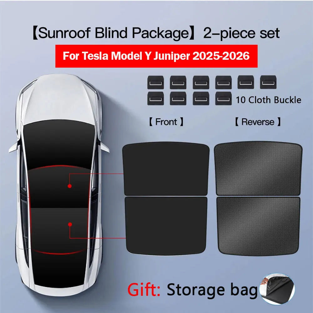 Glass Roof Sunshade for Tesla Model Y 2020-2024 and Juniper, Model 3 2017-2023 and Highland, Clip-On Shades in Black, White or Blue