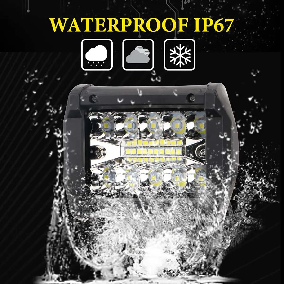 12V LED Work Light Pod, 20 LED Spot and Flood Combo Beam, White 6000K or Yellow, for Off Road Trucks, SUVs, ATVs and Boats