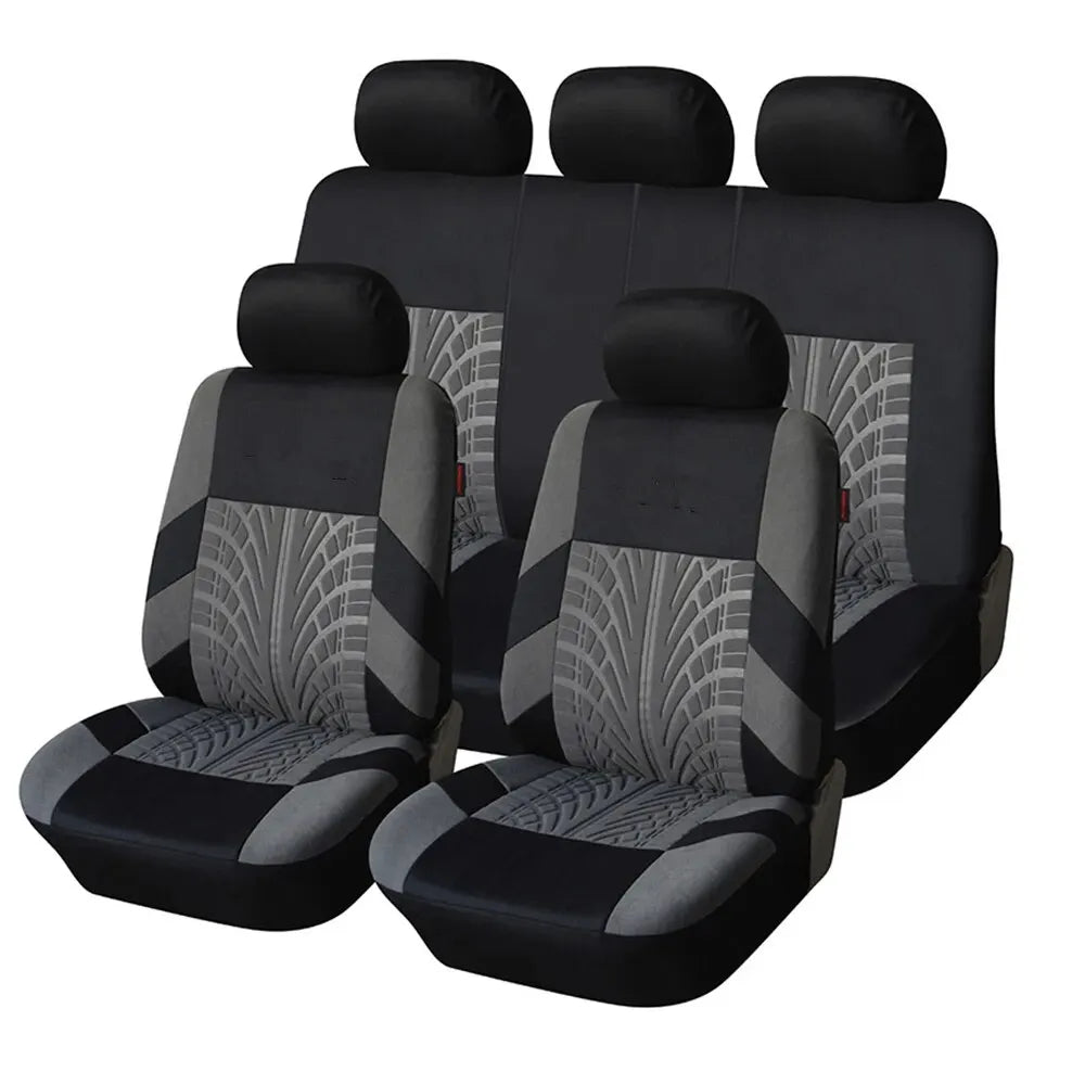 Gray and black cloth seat covers, full set for 5 seats