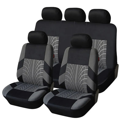 Gray and black cloth seat covers, full set for 5 seats