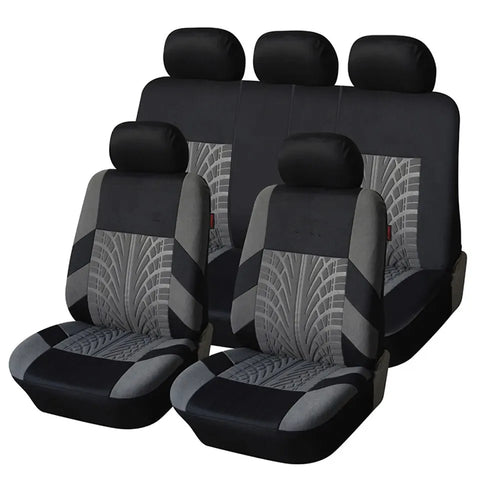 Gray and black cloth seat covers, full set for 5 seats