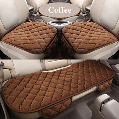 Plush Winter Car Seat Pads, Warm Non-Slip Cushions for Front and Rear Seats, Single Pad or 3 Piece Set, 4 Colors