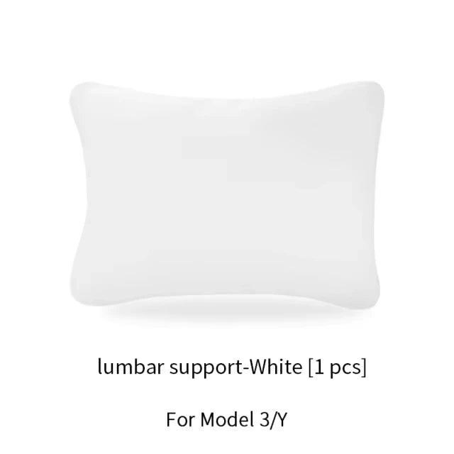Headrest and Lumbar Pillows for Tesla Model 3 and Model Y, Soft Skin-Feel Neck and Back Support, White or Black