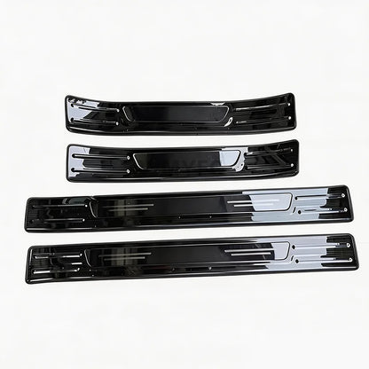 Door Sill Scuff Plates with Logo for Toyota RAV4 2019-2025, Self-Adhesive Stainless Steel Entry Guards, Designs A and B