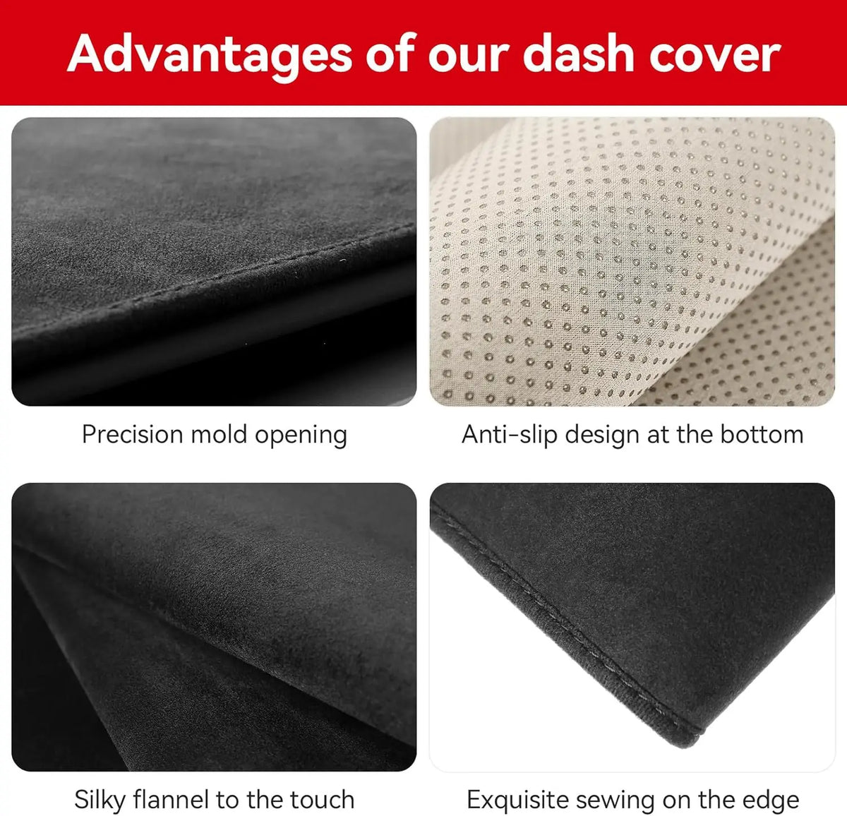 Flannel Dashboard Cover for Toyota Camry 2025-2026, Dash Mat with Non-Slip Silicone Backing and Cutouts for Vents and Sensors