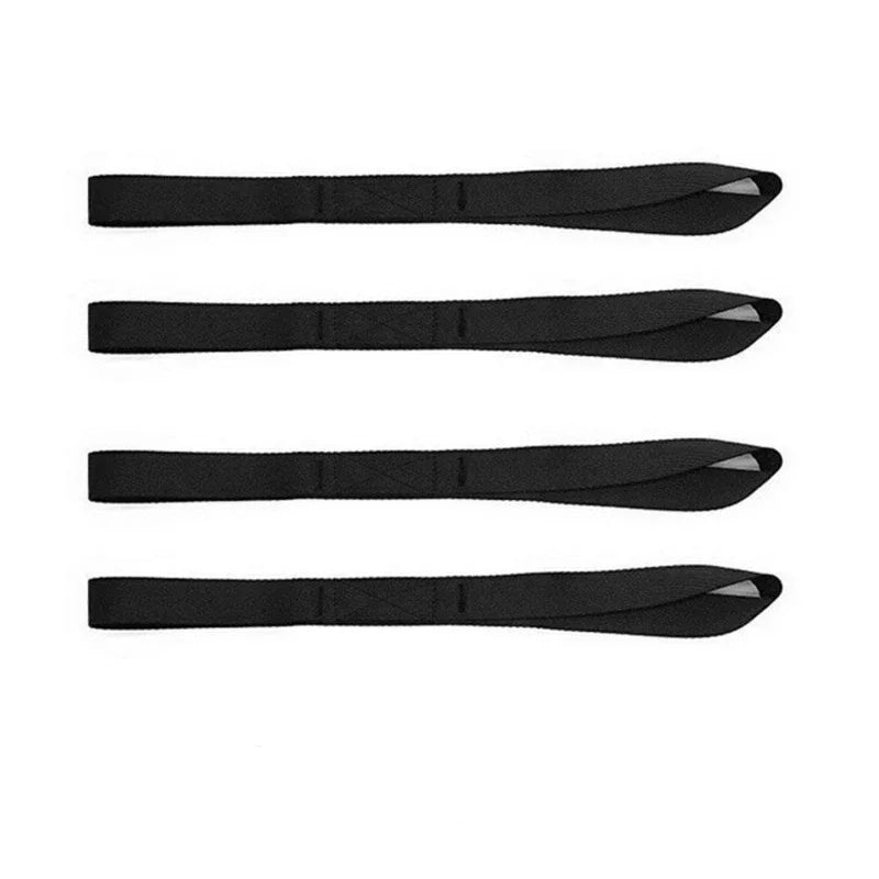 Four black soft loop straps