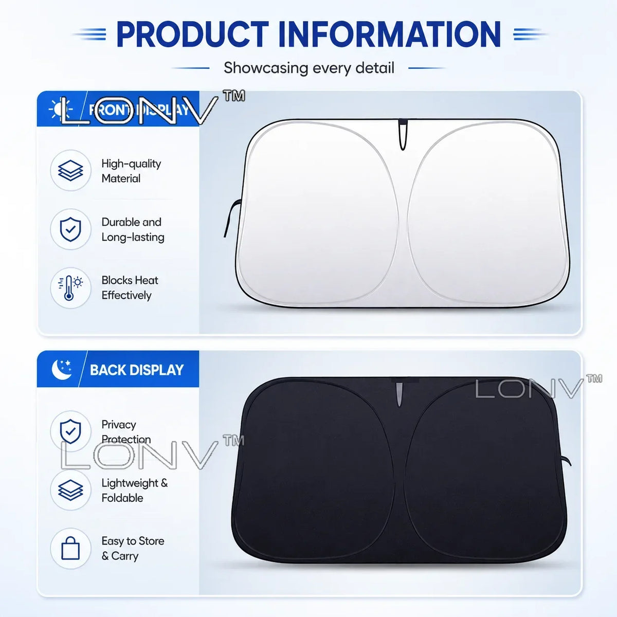 Foldable Windshield Sun Shade for Toyota Camry 2025-2027, Silver Front Window Shade with Anti-UV Heat Insulation