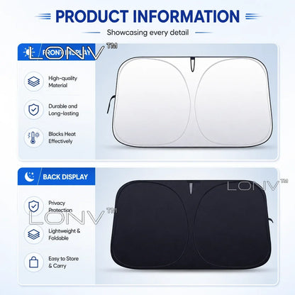 Foldable Windshield Sun Shade for Toyota Camry 2025-2027, Silver Front Window Shade with Anti-UV Heat Insulation