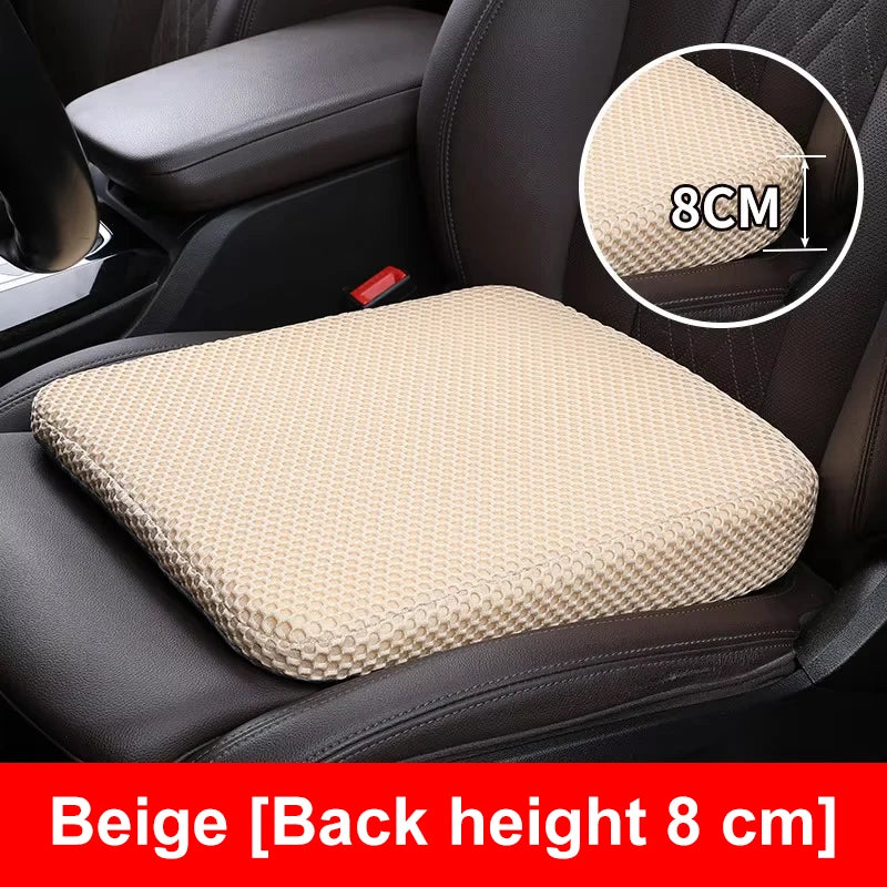 Car Seat Height Booster Cushion, Thick Memory Foam Wedge Pad with Anti-Slip Base, Levels Sloped Seats, Black or Beige