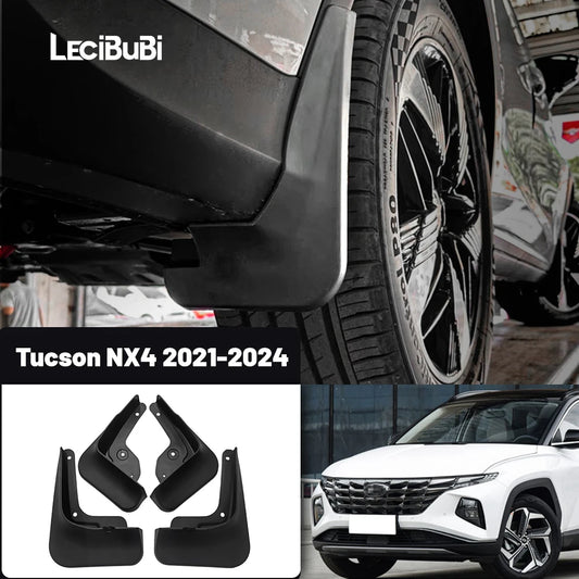Mud Flaps for Hyundai Tucson 2022-2024 (NX4), Set of 4 Black Splash Guards, Mount with the Car's Existing Screws