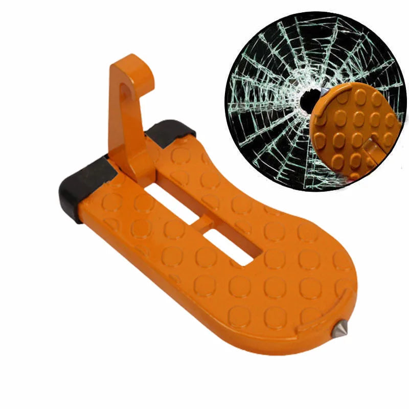 Foldable Car Door Latch Step for Roof Rack Access, Aluminum Alloy Foot Pedal with Anti-Slip Surface, Silver, Black or Orange