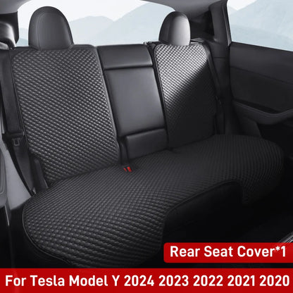 Ice Silk Seat Cushions for Tesla Model Y 2020-2024 and Model 3 2017-2023, Breathable Front or Rear Seat Pads, Black or White