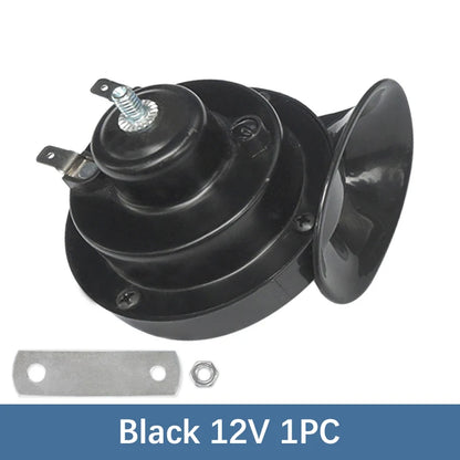 12V black electric snail horn with mounting bracket