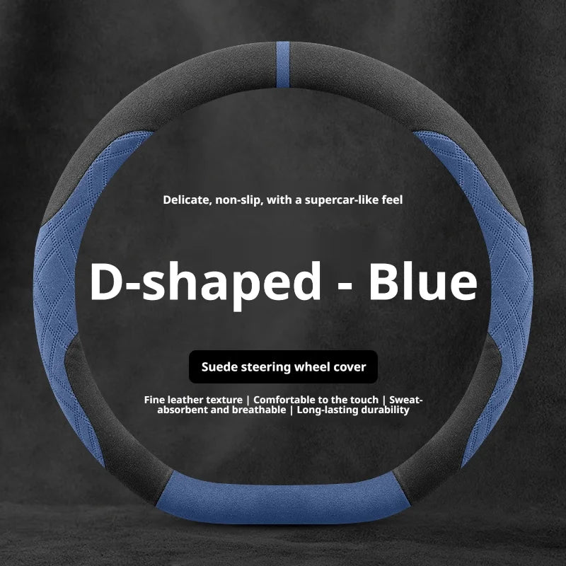 Steering Wheel Cover for Honda Civic, CR-V, Accord, Pilot and Passport, Two-Tone Suede, 15 in (37-38 cm), O or D Shape, 9 Colors
