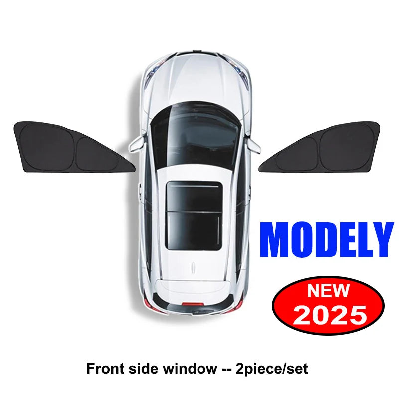 Blackout Sun Shades for Tesla Model Y 2020-2024 and Juniper 2025+, Windshield, Side Window and Full 8-Piece Privacy Sets