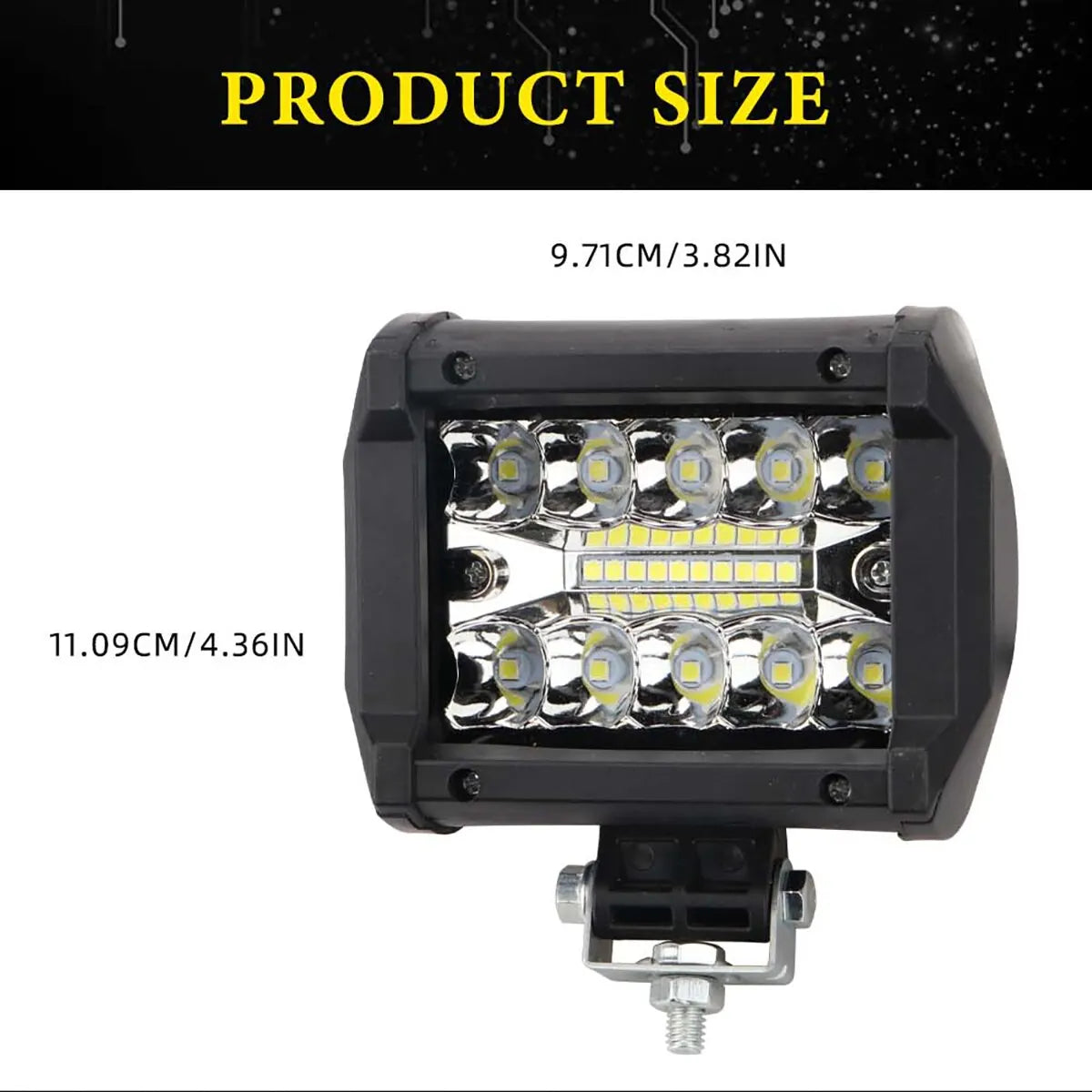 12V LED Work Light Pod, 20 LED Spot and Flood Combo Beam, White 6000K or Yellow, for Off Road Trucks, SUVs, ATVs and Boats
