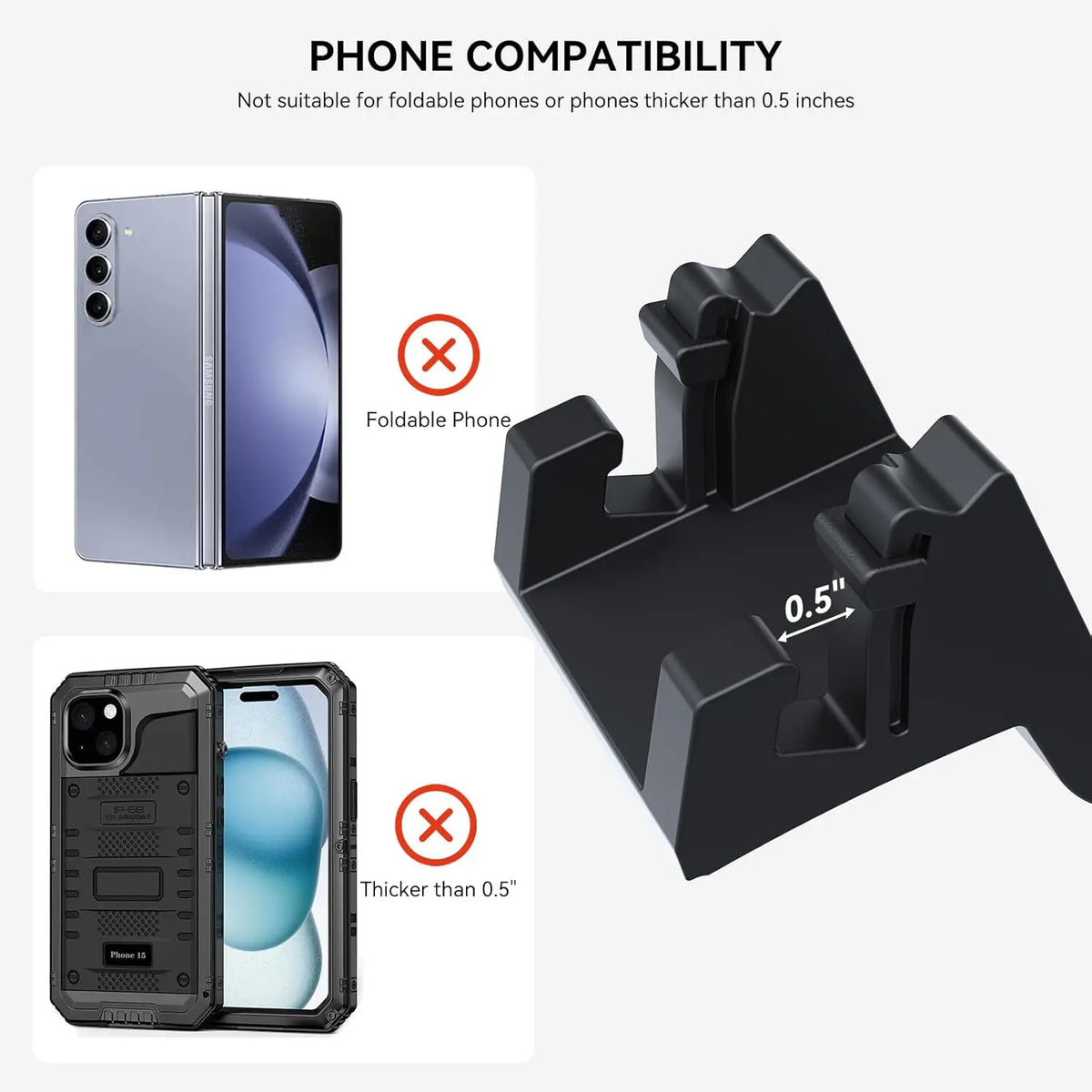 Silicone Air Vent Phone Mount for Tesla Model 3 and Model Y, Hook and Sunglass Holder, Fits Phones up to 0.5 in Thick, 2 Versions