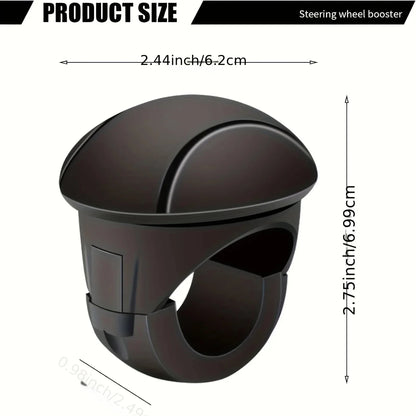 Black Silicone Steering Wheel Spinner Knob, 360 Degree Rotation with Built-In Metal Bearing, Non-Slip Grip for One-Hand Turning
