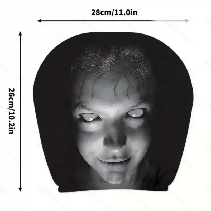 Halloween Funny Face Car Headrest Covers, Set of 2 Double-Sided Printed Polyester Covers, Easy to Wash, 17 Styles