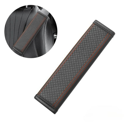 Soft-Touch PU Leather Seat Belt Shoulder Cover for Adults, Perforated Snap-On Pad for Neck Comfort, 1 Piece, 4 Styles