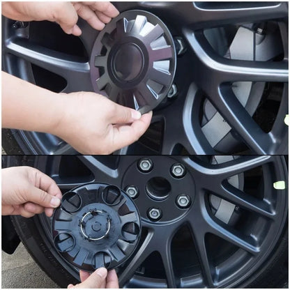 Wheel Covers for Tesla Model 3 Highland 2024, Set of 4 Full Rim Covers for 18-Inch Wheels, Gun Gray ABS with Snap-In Clips