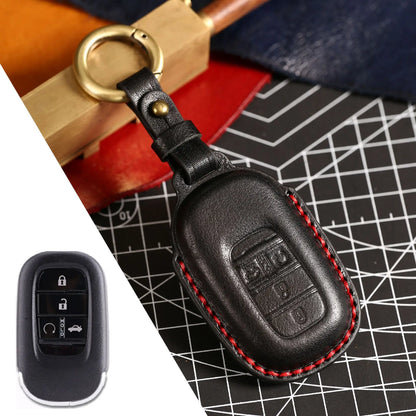 Key Fob Cover for Honda Civic 11th Gen Smart Keys, Stitched Leather Key Case with Buckle, 3 or 4-Button, 4 Colors