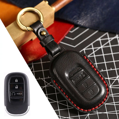 Key Fob Cover for Honda Civic 11th Gen Smart Keys, Stitched Leather Key Case with Buckle, 3 or 4-Button, 4 Colors