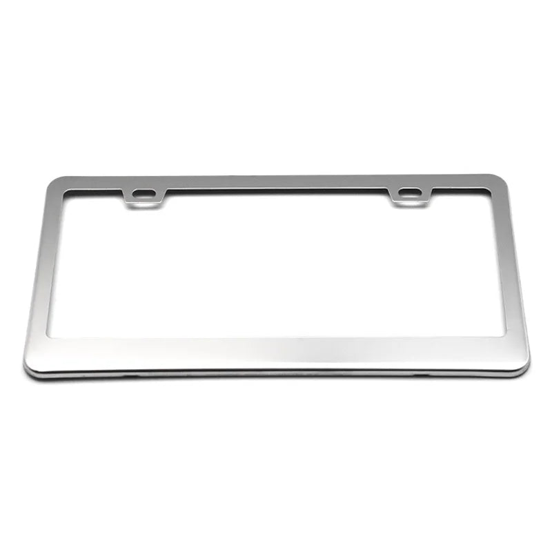Silver metal license plate frame