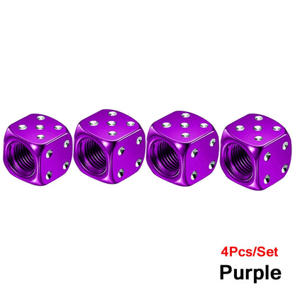 Dice Tire Valve Stem Caps, Dustproof Valve Covers for Cars, Trucks, Motorcycles and Bikes, 4 or 8 Pack, 11 Colors