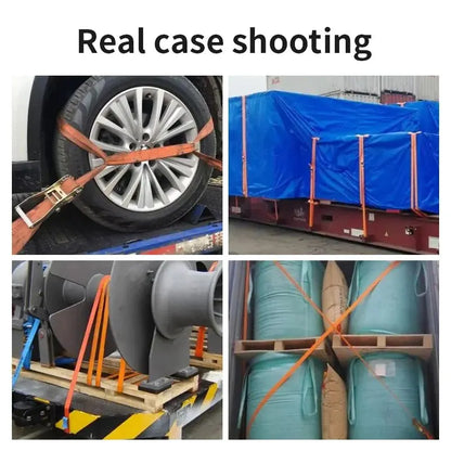 Ratchet straps securing tires and cargo