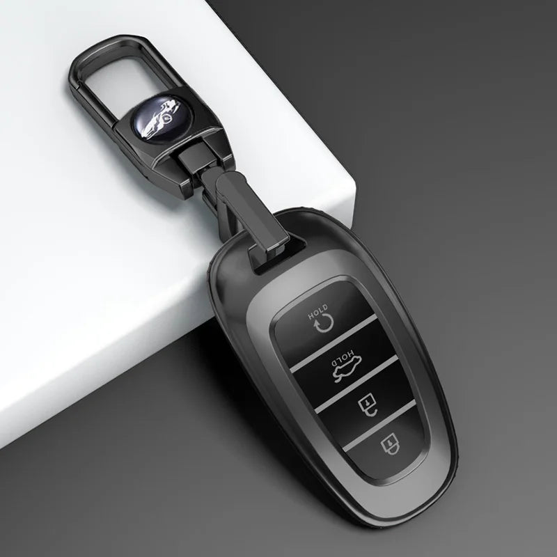 Key Fob Cover for Hyundai 3 and 4-Button Keys, Gray TPU Case for Tucson (NX4), Santa Fe and i30, with Keychain or Buckle Options