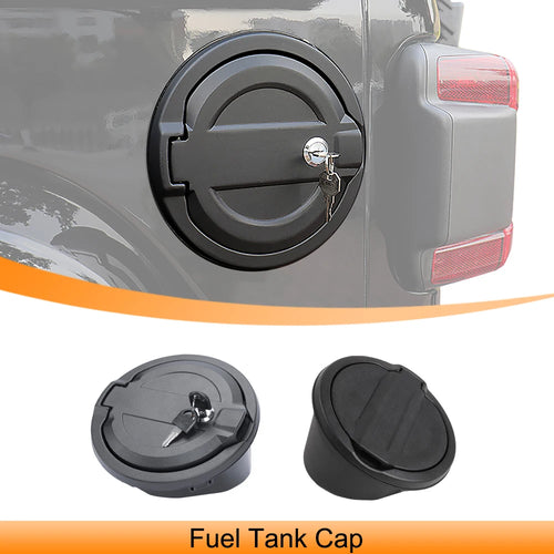 Locking Fuel Door with Key for Jeep Wrangler 2018-2023 (JL), Black Aluminum Alloy and ABS Gas Tank Cover