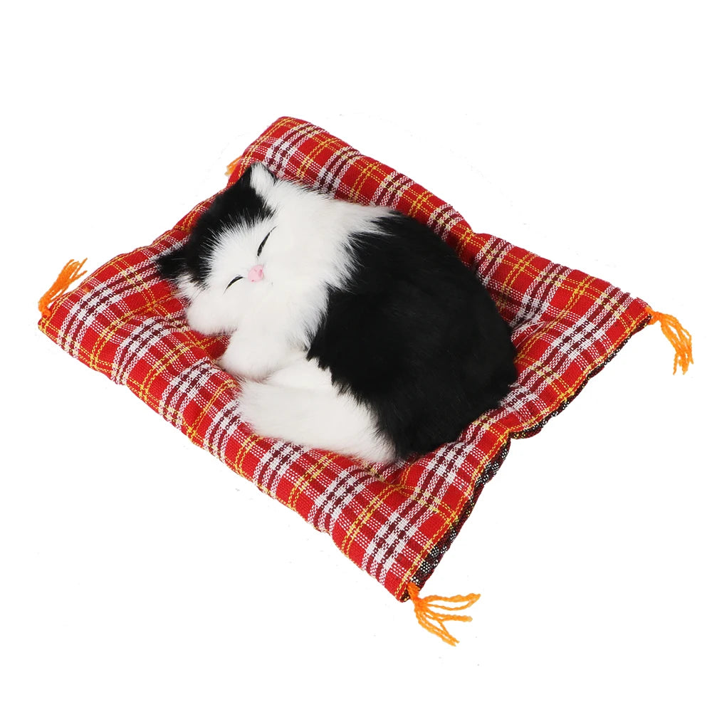 Plush Sleeping Kitten Dashboard Ornament, Lifelike Cat Doll for the Car, Desk or Shelf, 4 Colors
